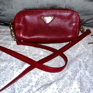 Rare vintage Prada burgundy leather crossbody bag